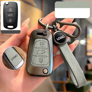Étui de clé de voiture pliable en alliage de zinc et cuir pour <span class=keywords><strong>Hyundai</strong></span> I20 I30 I35 <span class=keywords><strong>IX20</strong></span> IX35 Kia Sorento Sportage Elantra - Product Image 3