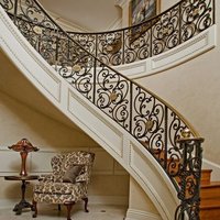 Rampe d'escalier intérieure en fer forgé galvanisé à motif floral, balustrade double pour escalier