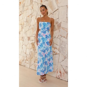 Nouvelle Robe d'été bleue à dos ouvert et taille évidée pour femme - Product Image 4
