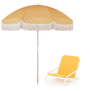 <span class=keywords><strong>Chaise</strong></span> <span class=keywords><strong>de</strong></span> plage et parasol pour parasol <span class=keywords><strong>de</strong></span> patio extérieur avec protection UPF 50 + 8 nervures, bouton-poussoir inclinable-Ombre extérieure polyvalente - Product Image 5