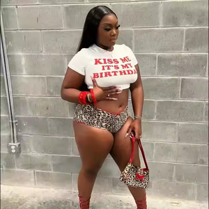 Peeqi estate <span class=keywords><strong>Sexy</strong></span> da <span class=keywords><strong>donna</strong></span> con costine di cotone t-Shirt/Top corto e Shorts leopardati 2 pezzi Set da <span class=keywords><strong>donna</strong></span> Vintage completi da <span class=keywords><strong>donna</strong></span> - Product Image 5