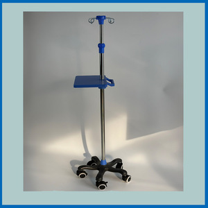 Adjustable height mobile IV stand, movable drip holder, pump holder, tray - Product Image 3