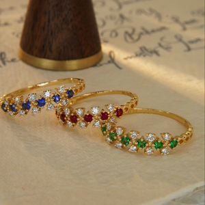 H & F Đá Quý Nhẫn Đá Tự Nhiên Tùy Chỉnh 18K 14K 9K Rắn Vàng Xếp Chồng Lên Nhau Sapphire <span class=keywords><strong>Ruby</strong></span> Ngọc Nhẫn Cho Phụ Nữ - Product Image 1