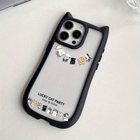 Motif de chats mignons belle coque de téléphone pour iPhone 16 15 14 13 12 11 Pro Max/Pro/Plus Anti-chute couverture arrière souple transparente