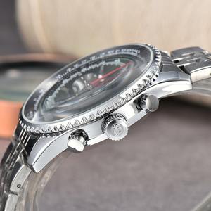 Nuevo Reloj Cronógrafo de Aviación de Lujo para Hombre 2026 con Logotipo Personalizado, Aleación Plateada, Subesferas, Correa de Cuero Negra, <span class=keywords><strong>Regla</strong></span> Deslizante, Cuarzo - Product Image 2