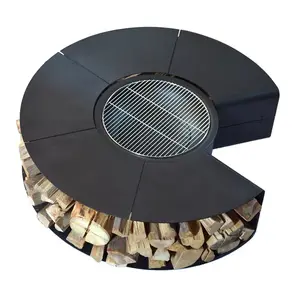 Outdoor Smokeless Fire Pit Table Patented Item Corten Steel Fire Pit with Garden Furniture Set