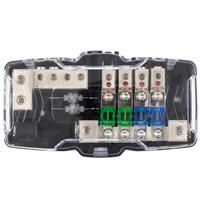 Bloque de Distribución de Fusibles ANL de 2 Entradas y 4 Salidas, Caja de Fusibles Multifuncional de 4 Vías para Modificación de Amplificador de Audio para Automóvil