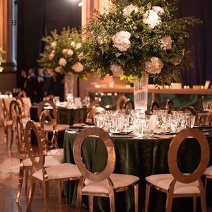 Chaise à dossier anneau d'or Chaises de mariage Chaises de banquet d'événements en acier inoxydable à dossier en O - Product Image 1