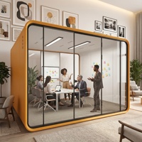 Cabine de réunion modulaire privée de haute qualité, grande taille, cadre en aluminium moderne, éclairage LED, insonorisée, pour hôtel intérieur