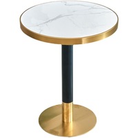 Café commercial Restaurant luxe moderne écologique pierre frittée dessus en marbre acier inoxydable or pieds Table carrée