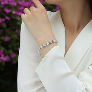 3/5mm Moissanit Tennis-Armband S925 Silber Vergoldet 18K Gold Rundschliff Funkelndes Design Zertifizierter Schmuck für Damen Armband - Product Image 3