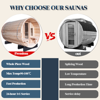 Sauna Tong Kayu Cedar Merah Solid untuk 4 Orang, Nyaman untuk Luar Ruangan, Sauna Uap Basah untuk Taman