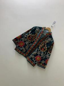 Embroidered Suzani Short Jacket Style Mid-Season Velvet Jacket With Rich Oriental Embroidery Velvet Suzani Jacket - Product Image 3
