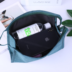 Pochette en tissu de lin bon marché promotionnelle en gros <span class=keywords><strong>sac</strong></span> cosmétique en toile enduite de LOGO personnalisé pour hommes - Product Image 3