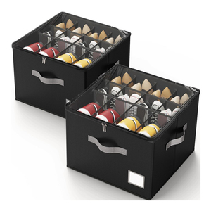 <b>Clear</b> Cover Foldable Shoe <b>Storage</b> Organizer Fabric Shoe <b>Storage</b> Box with Handle for Wardrobe and Living Room - Product Image 1