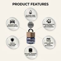 Diffuseur de parfum de luxe carré en verre pour voiture, 10 ml, avec couvercle en bois, décoration intérieure moderne, vente en gros, marque privée, ensemble premium