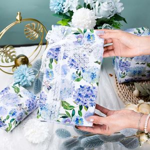 Floral Gift Wrapping <b>Paper</b> Roll Watercolor Blue Hydrangea Design 46.5 Sq Ft Eco-Friendly Craft Wedding Bridal Shower - Product Image 4