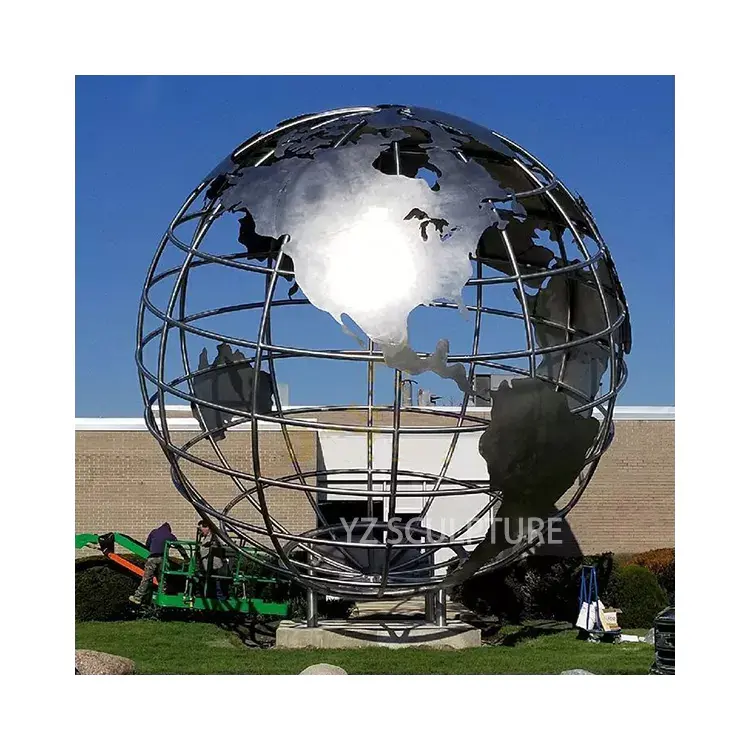 Outdoor Earth Big Globe World Map scultura in acciaio inossidabile grande scultura a sfera in acciaio inossidabile per esterni in metallo