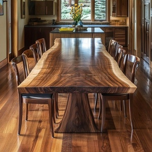 MORE DESIGN <span class=keywords><strong>Tavolo</strong></span> da Pranzo in Legno di Noce Sudamericano Naturale Puro, Arredamento per Villa e Casa, Piano in Legno <span class=keywords><strong>Grezzo</strong></span> per Sala Conferenze - Product Image 5