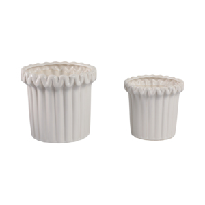 Vasi in ceramica con bordo arricciato per decorazioni di piante da interno ed esterno - Product Image 3