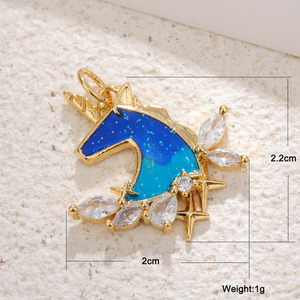 DIY joyería de Navidad chapada en oro baratijas Luna Azul tortuga alce ciervo bolsa encanto sol planeta encantos joyería Accesorios - Product Image 2