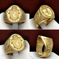 Bague Chevalière Vintage Punk Lion Couronne Royale pour Homme, Bague de Déclaration en Alliage de Laiton Plaqué Or Véritable 18K au Design Personnalisé