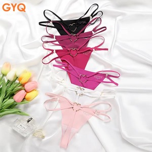 GYQ Fashion Ice Silk Women's Long Underwear Seamless Thong Metal Ring Panties - Product Image 1