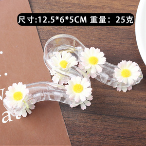 Custom Plastic Flower Cute Daisy Hair Clip Claws with Five Round Flowers Fashion Unisex Daily Hair Accessory - Product Image 5