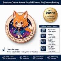Épinglette en émail personnalisée Anime, épinglette en émail souple, Fille Renard avec Cape Étoilée, Badge Métallique Galaxie, Épinglette de revers plaquée or moulée en 3D, Personnalisée