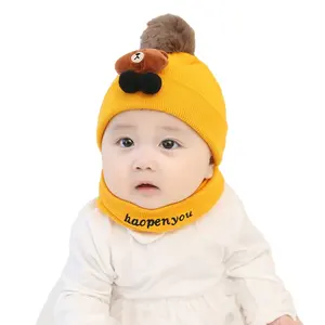 Bebek şapka sonbahar ve kış erkek ve kız çocuk kulak-bakım örme şapka kış yenidoğan bebek sıcak kafa şapka
