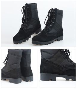 Venta directa de fábrica, botas tácticas con cordones de alta calidad, <span class=keywords><strong>zapatos</strong></span> de senderismo impermeables de combate de Panamá para exteriores, ante de vaca PU negro/caqui - Product Image 3