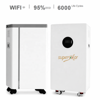Système de stockage d'énergie domestique mural Super Solar 5 kWh, batterie LiFePO4 51,2 V, alimentation de secours solaire hybride, protection IP55