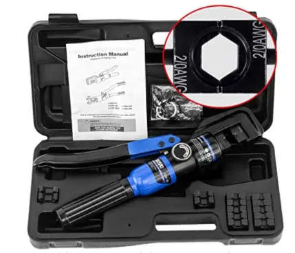 Hydraulic Cable Crimp Tool 12 AWG to 00 (2/0) Electrical Terminal Wire Crimping Plier Kit