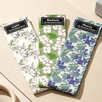 Bandes de Résistance en Tissu Imprimées pour Hanches, Lot de 3 Bandes de Résistance Personnalisées Antidérapantes Élastiques pour Femmes Yoga et Fitness