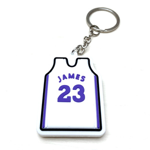 YINGXIN مخصص تي شيرت على شكل نجم كرة السلة جيرسي لينة المطاط شقة مفتاح سلسلة كوبي جيمس الشكل حقيبة قلادة PVC المفاتيح - Product Image 5