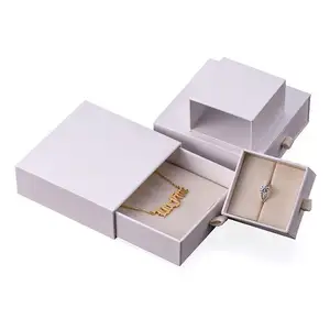 Wooden Box factory customized Luxury Custawer double ring boxom White Small Double Ring Paper Drawer Box wood box