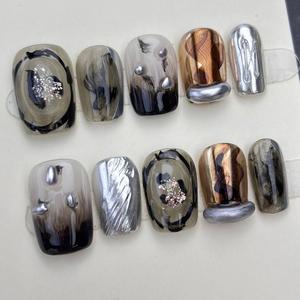 Uñas Postizas Rosadas con Pedrería 3D, Hechas a Mano, Acrílicas, con Logotipo Personalizado, Venta al Por Mayor - Product Image 5