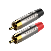 Prise RCA ROXTONE RF2CS-BG à contact en laiton, 5A, avec boîtier en alliage de zinc/nylon noir et nickelé