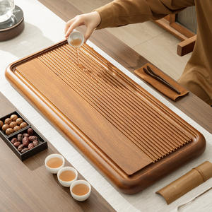 Bandeja de té de madera maciza, mesa de té de madera maciza de una sola pieza con drenaje, mesa de té de palisandro para el hogar, engrosada y sencilla - Product Image 2