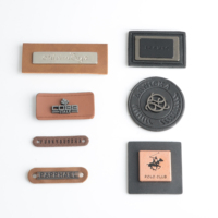 Étiquettes personnalisées en cuir PU avec logo, gravure laser, impression en creux, autocollantes, lavables, en métal, pour vêtements