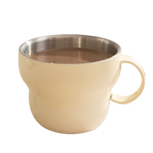 Stainless Steel Coffee <b>Cup</b> <b>Large</b> Capacity With Handle For Home Office School Use Creamy Natural Color - Product Image 5