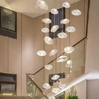 Lustre en verre en forme de nuage au design moderne et créatif pour hôtel, escalier duplex, salon, avec bulles de verre multiples