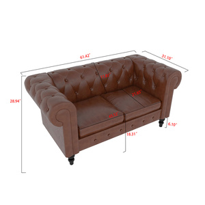 Upholstered Home Loveseat PU Leather Sofas Chesterfield 2 Seater Divan <strong>Couches</strong> - Product Image 6