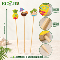 Piques à cocktail en bambou tropical de 4,7 pouces pour boissons, desserts, apéritifs, restauration hôtelière, emballage personnalisé, vente en gros B2B, fourniture OEM