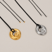 NOUVEAU VINTAGE SWIRL PENDENTIF NOIR CORDE CHAÎNE COLLIER BOUCLES D'OREILLES ENSEMBLE Dazan 2025 18k Plaqué Or Acier Inoxydable Lady Layered Jewelry