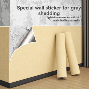 Papel pintado de tela de lino autoadhesivo para sala de estar, comedor, dormitorio, falda de <span class=keywords><strong>pared</strong></span> de <span class=keywords><strong>vinilo</strong></span> impermeable - Product Image 4