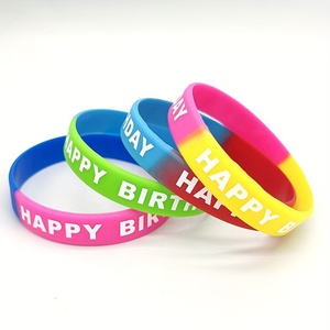 Feliz Aniversário Pulseiras De Borracha Colorido Stretch Wrist <span class=keywords><strong>bands</strong></span> silicone pulseira logotipo personalizado para crianças adultas Birthday Party - Product Image 2
