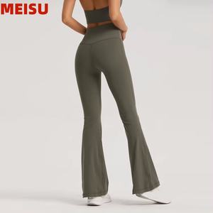 Pantalones acampanados de cintura alta Tight Gym Nylon Spandex Leggings acampanados de longitud completa - Product Image 1