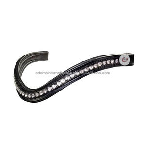 Diadema de Cuero de Caballo de Alta Calidad con Decoración de Cristales Brillantes, Color y Tamaño Personalizados para Uso Ecuestre - Product Image 1