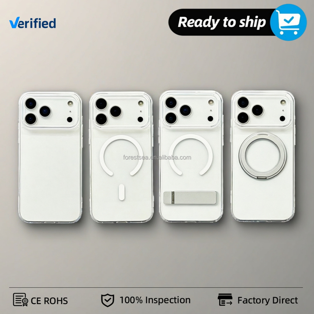Clear Phone case Series 360 Rotating Stand Strip Stand Blank Magnetic Mobile Phone Protective case Bulk Wholesale for iPhone 18